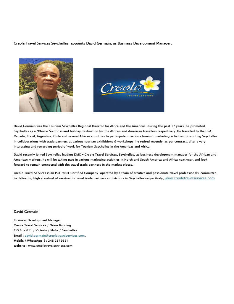 Creole-Travel-Services-appoints-David-Germain-as-Business-Development-Manager